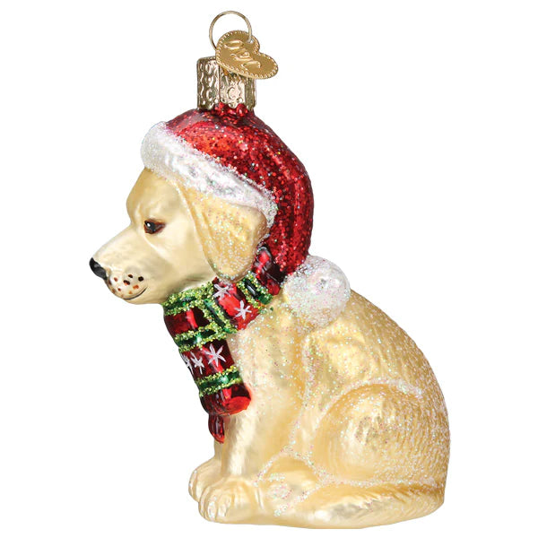 Holiday Yellow Labrador Puppy Ornament  Old World Christmas   