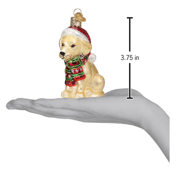 Holiday Yellow Labrador Puppy Ornament  Old World Christmas   