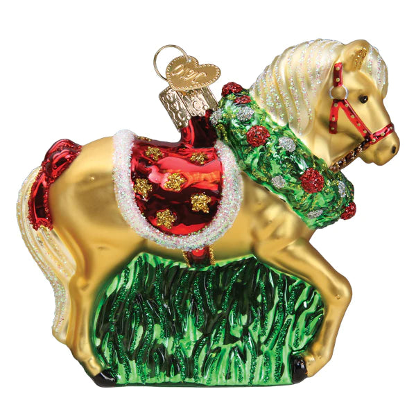 Horse With Wreath Ornament  Old World Christmas   