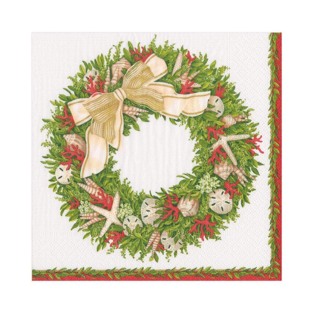 Luncheon Napkin - Shell Wreath Ivory  Caspari   