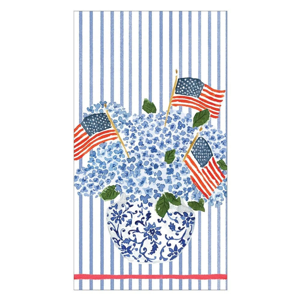 Guest Towel Napkin - Flags And Hydrangeas  Caspari   