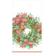 Guest Towel Napkin - Ribbon Stripe Wreath  Caspari   