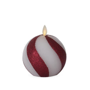 Candy Striped Wax Indoor Sphere Luminara Candle  K&K   