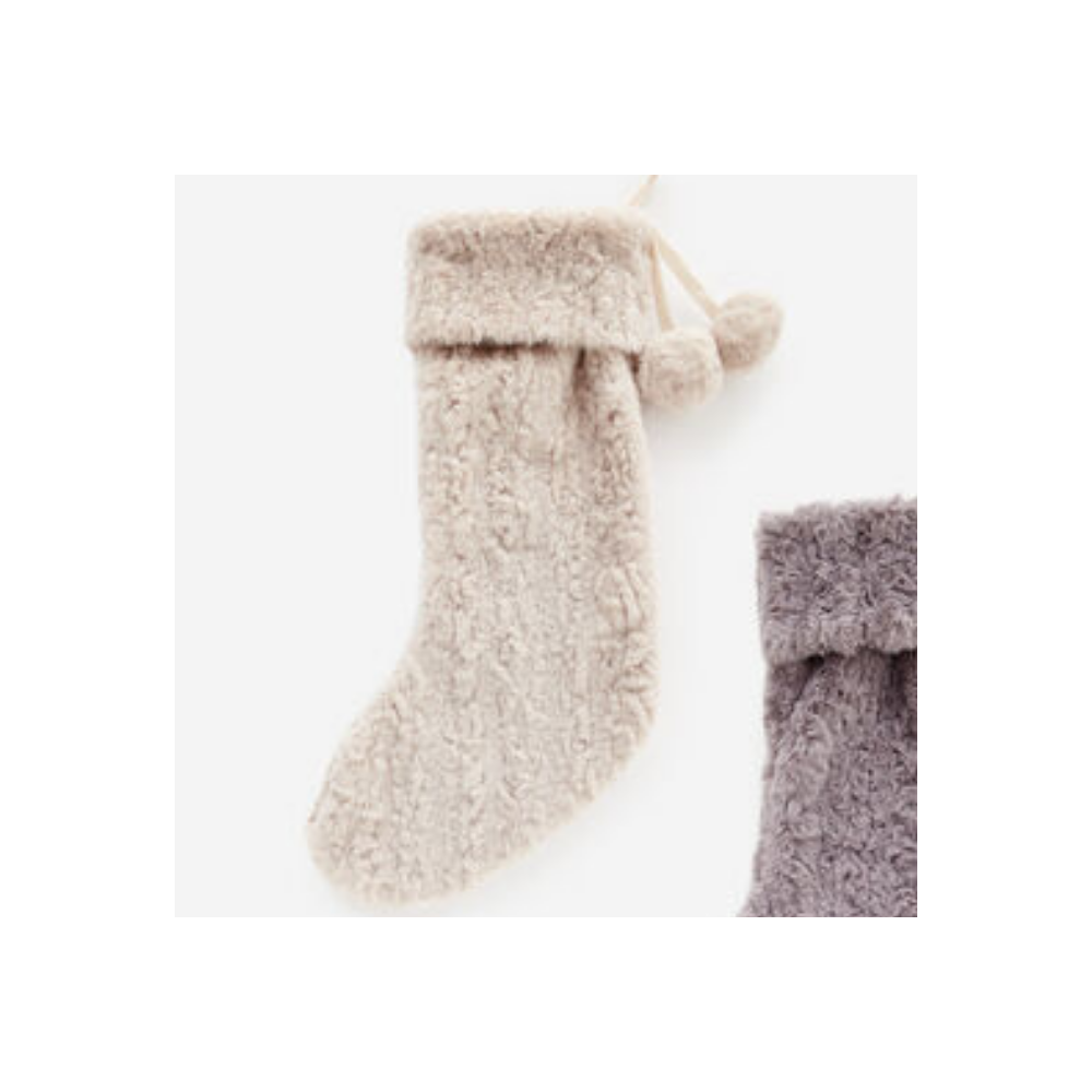 Faux Fur Christmas Stocking – 24", Cozy Holiday Decor (Sold Individually)  180 Degrees Biegh  