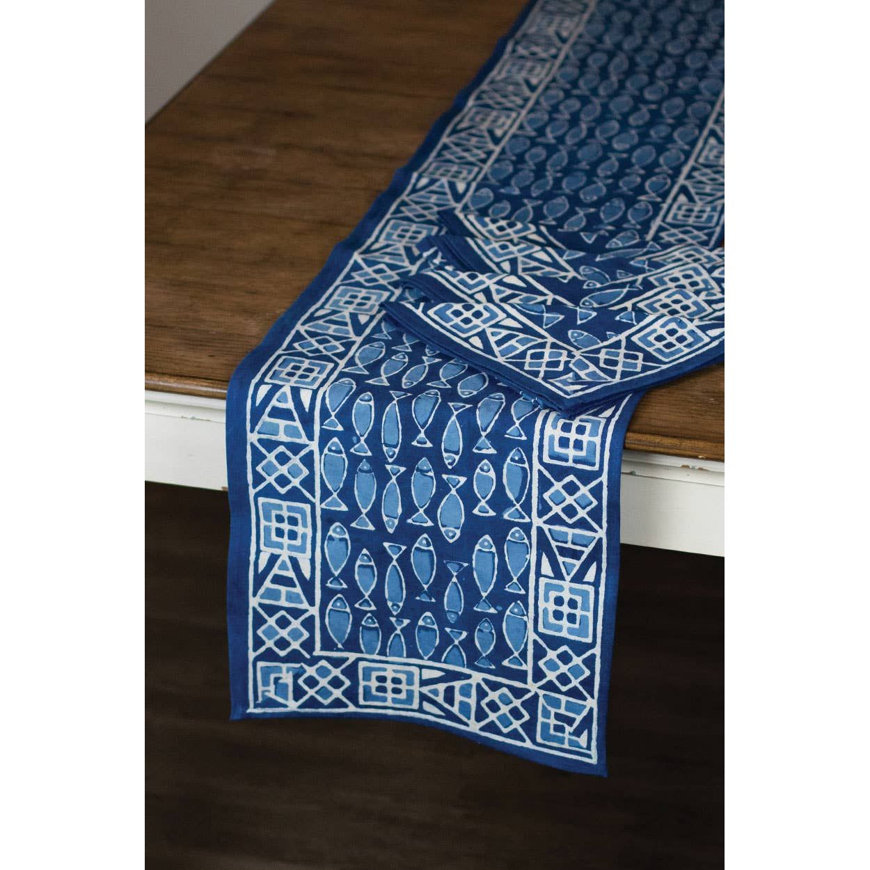 Indigo Fish Table Runner  Sevya Handmade   