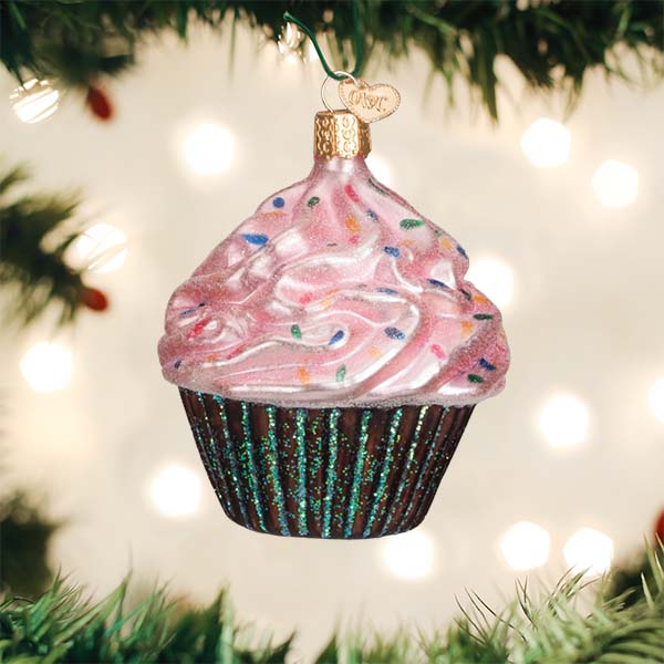 Pink Chocolate Cupcake Ornament  Old World Christmas   