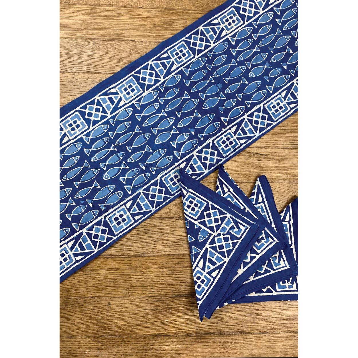 Indigo Fish Table Runner  Sevya Handmade   