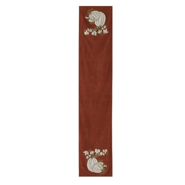 Orange Velvet Pumpkin Embroidered Table Runnerr  K&K   