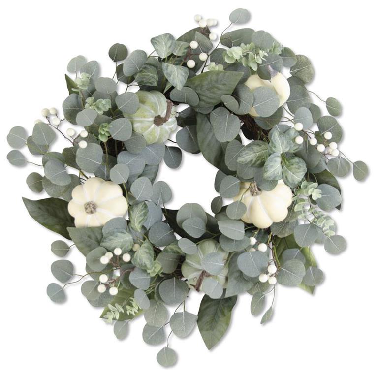 Cream Pumpkin & Eucalyptus Wreath  K&K   