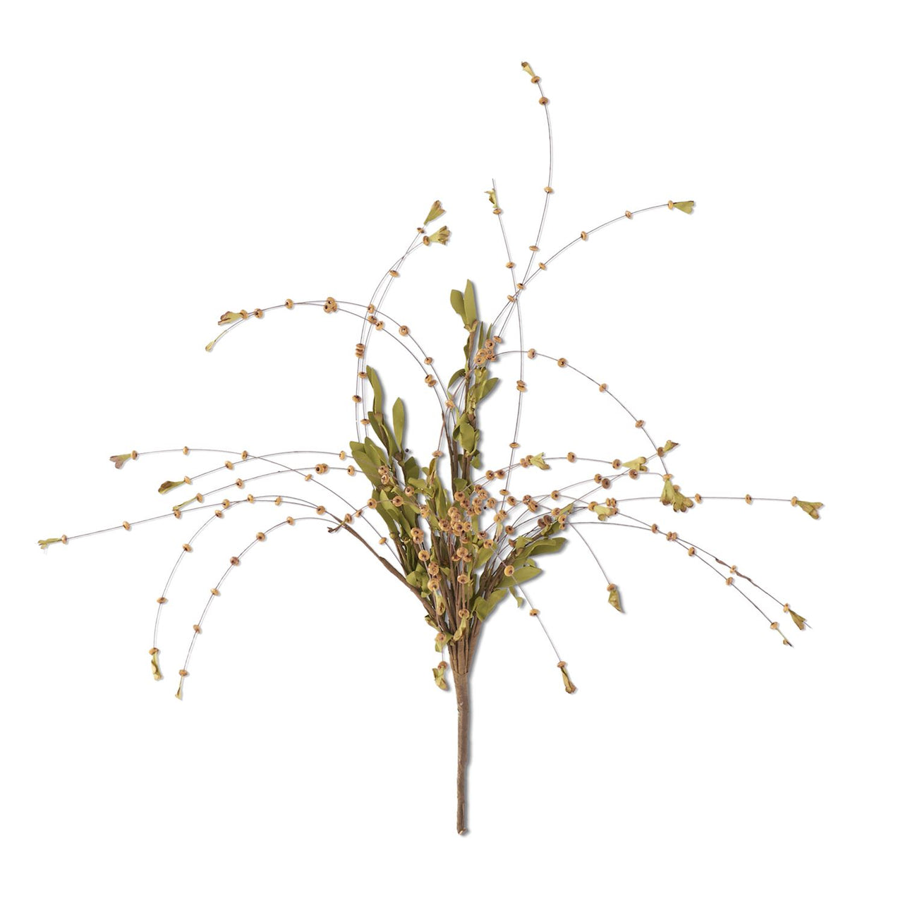 Brown Bead Bud Spray w/Foliage  K&K   