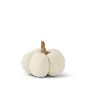 Cream Knit Pumpkins w/Wood Stem  K&K Small  