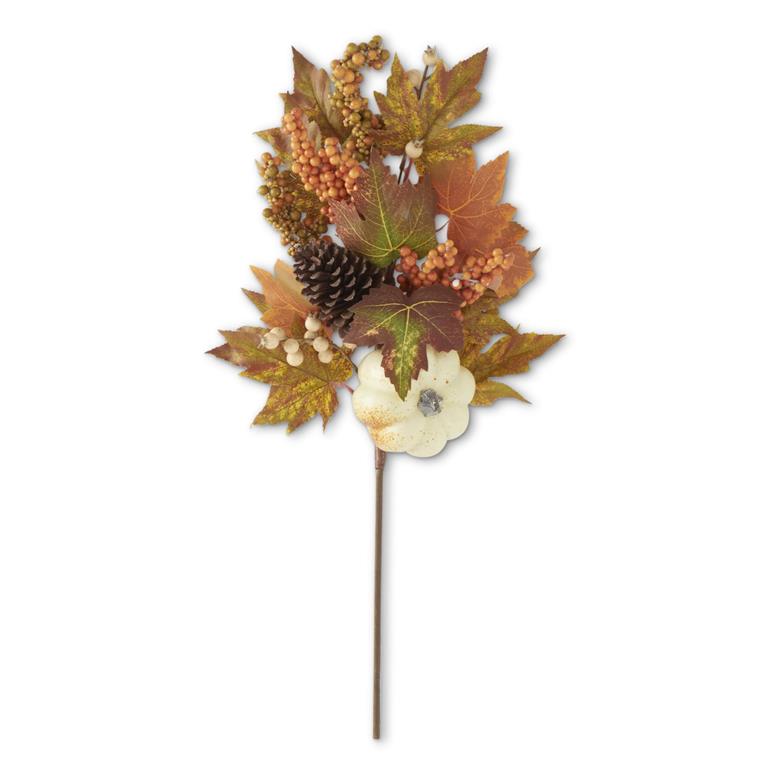 Fall Leaf & Berry Stem w/White Pumpkin  K&K   