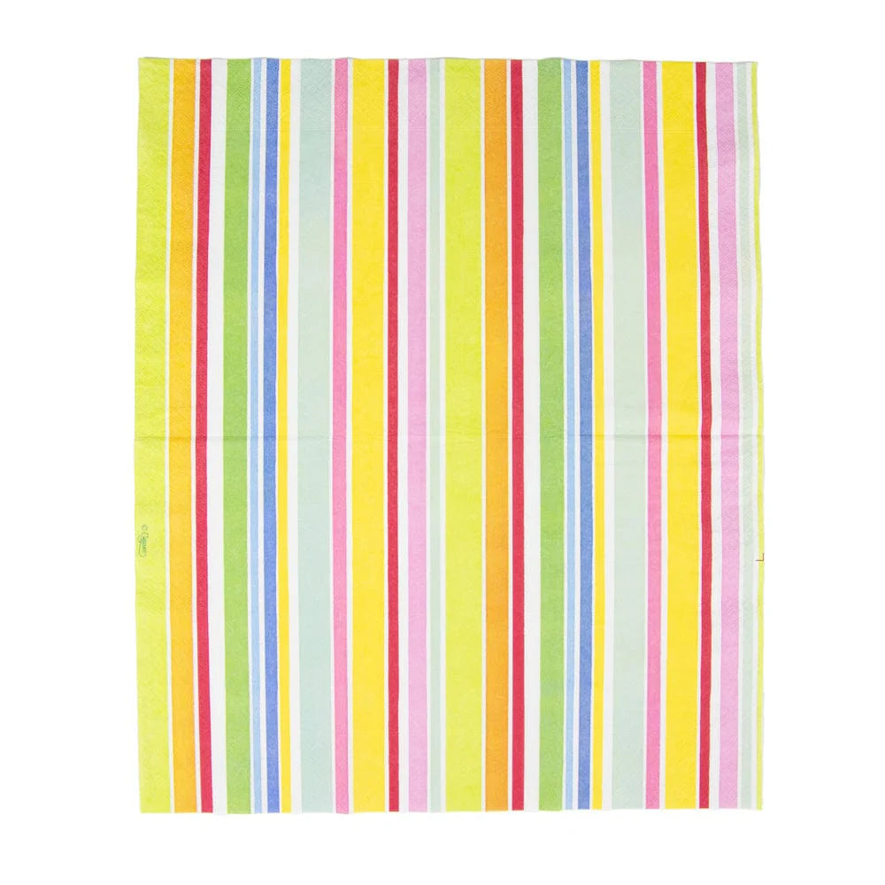 Guest Towel Napkin - Cabana Stripe Bright  Caspari   