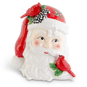 Santa Head Cookie Container w/Cardinals  K&K   