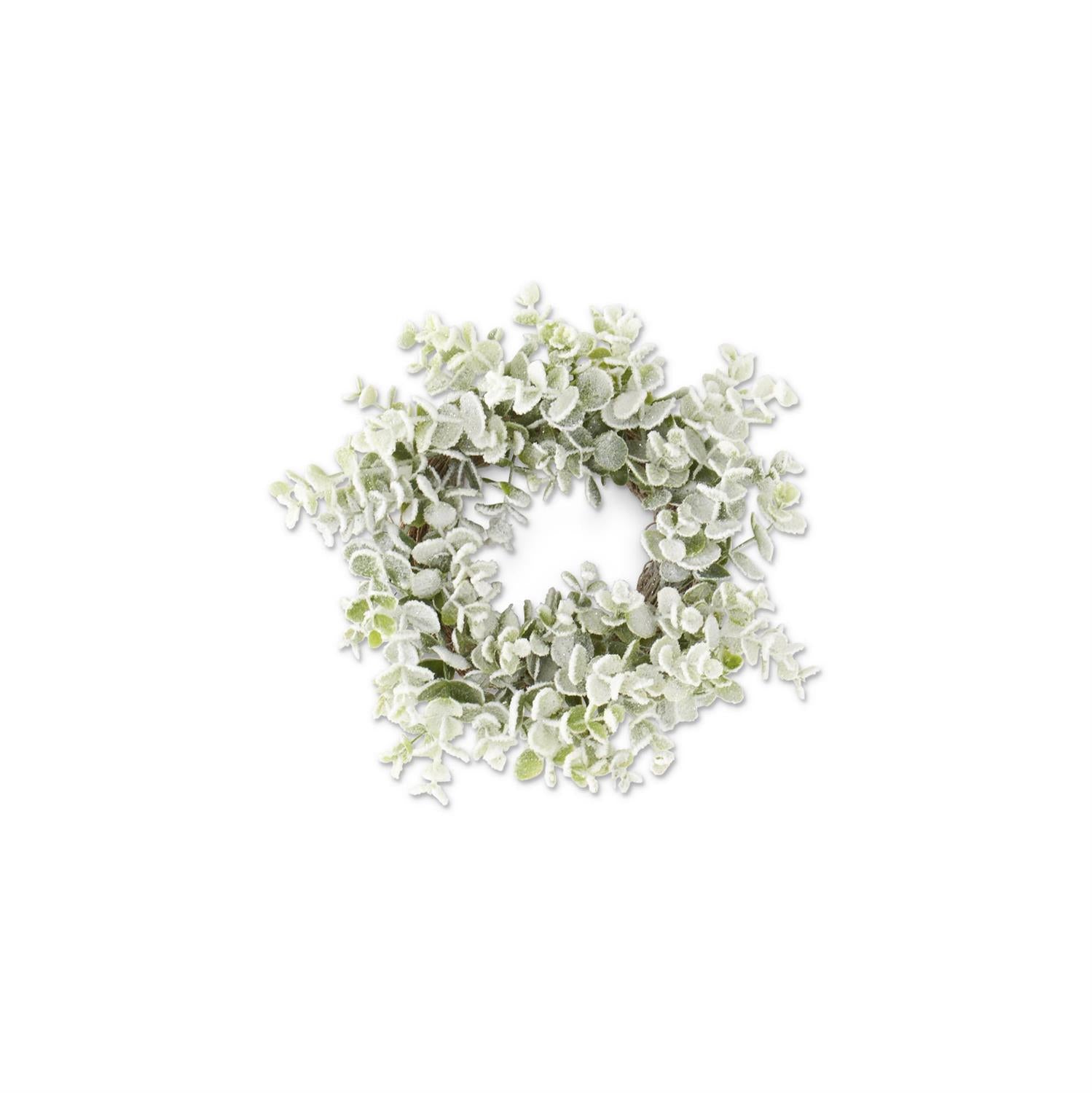 Snowy Flocked Eucalyptus Candle Ring  K&K   