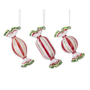 Red & Green Glass Candy Ornament  K&K   