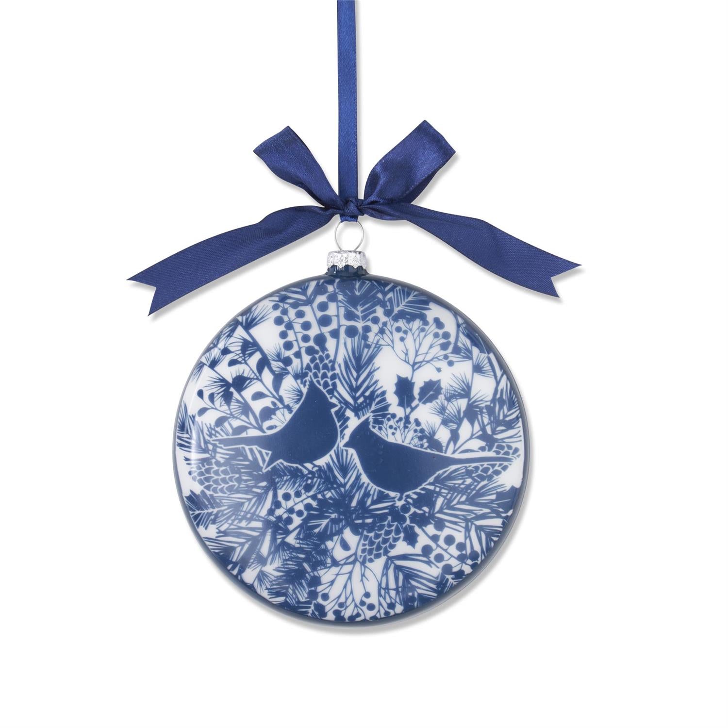 Blue & White Floral Ornament with Birds  K&K   