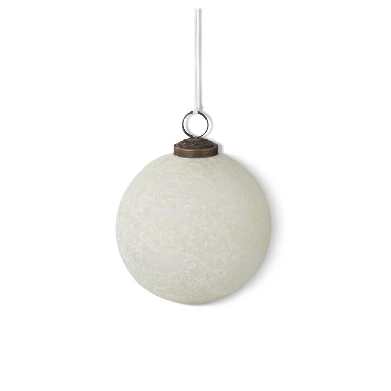 White Frosted Glass Ornament  K&K   