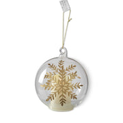 LED Clear Glass Gold Gilded Etched Snowflake Ornament  K&K   