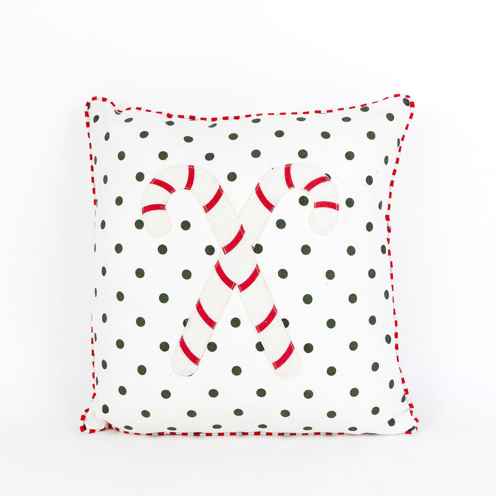 Reversible Checkered/Polka Dot Pillow - Candy Cane Adams Christmas Adams & Co.   