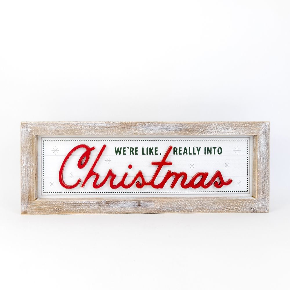 Reversible Wood Framed Sign "Really Into Christmas/Halloween" Adams Christmas Adams & Co.   