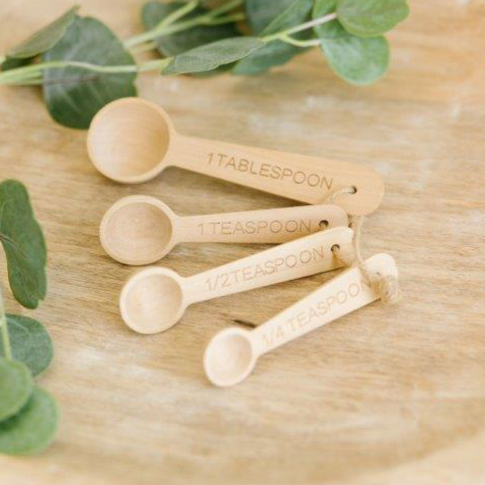 Wood Hanging Measuring Spoons S/4 Natural Adams Everyday Adams & Co.   