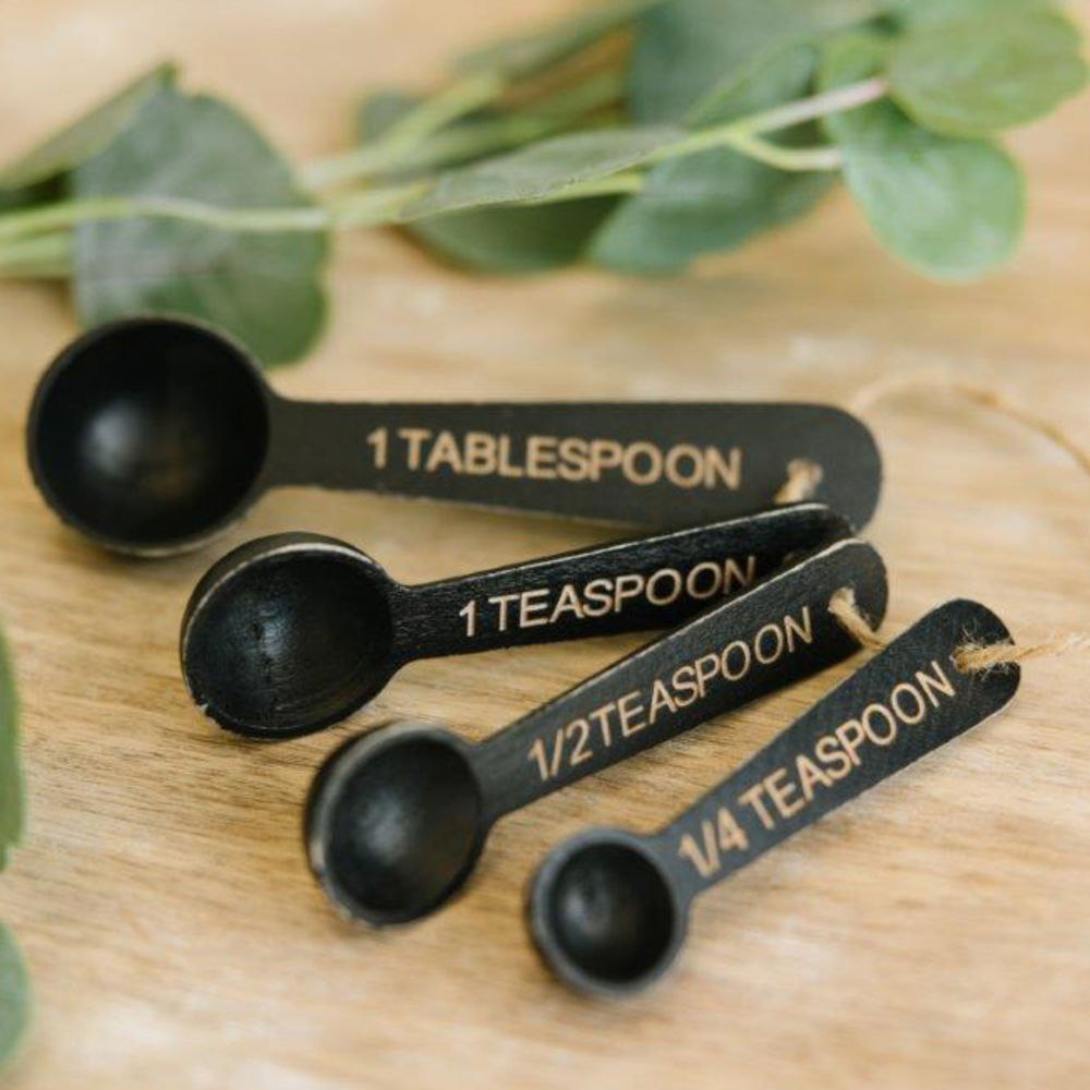 Wood Measuring Spoons S/4 Black Adams Everyday Adams & Co.   