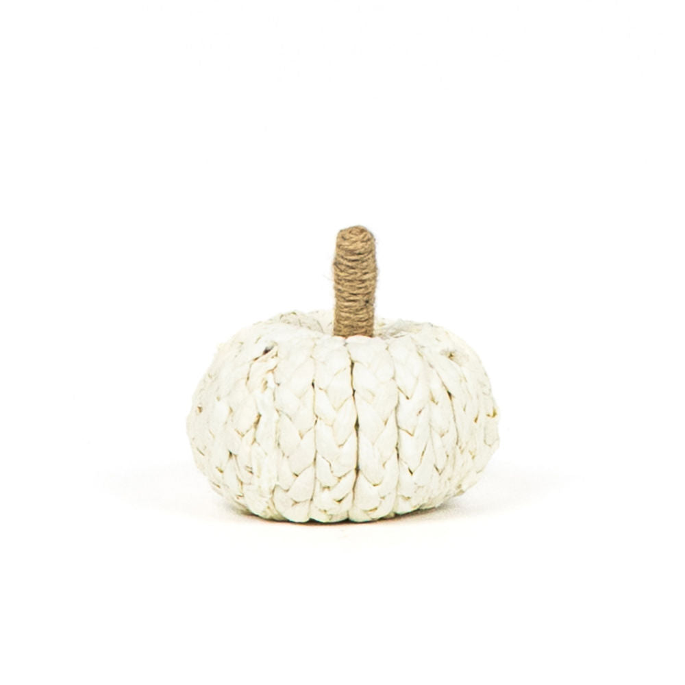 Small White Puffy Woven Pumpkin + Badams