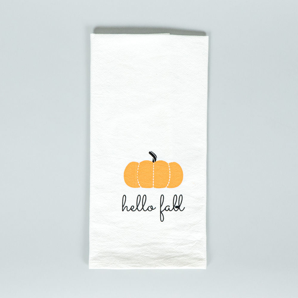 Tea Towels S/2 Hello Fall/Pumpkin Adams Fall/Thanksgiving Adams & Co.   