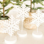 Wood Cutout On Stand Set Of Three (Snowflakes) White Adams Christmas Adams & Co.   