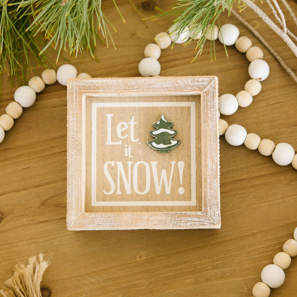 Reversible Wood Framed Sign (Snow/Tree) Natural/White/Green Adams Christmas Adams & Co.   