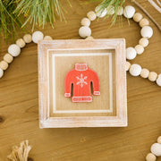 Reversible Wood Framed Sign (Baby/Sweater) Natural/White/Red Adams Christmas Adams & Co.   