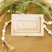 Reversible Wood Framed Sign (Believe/You) Natural/White/Black Adams Christmas Adams & Co.   