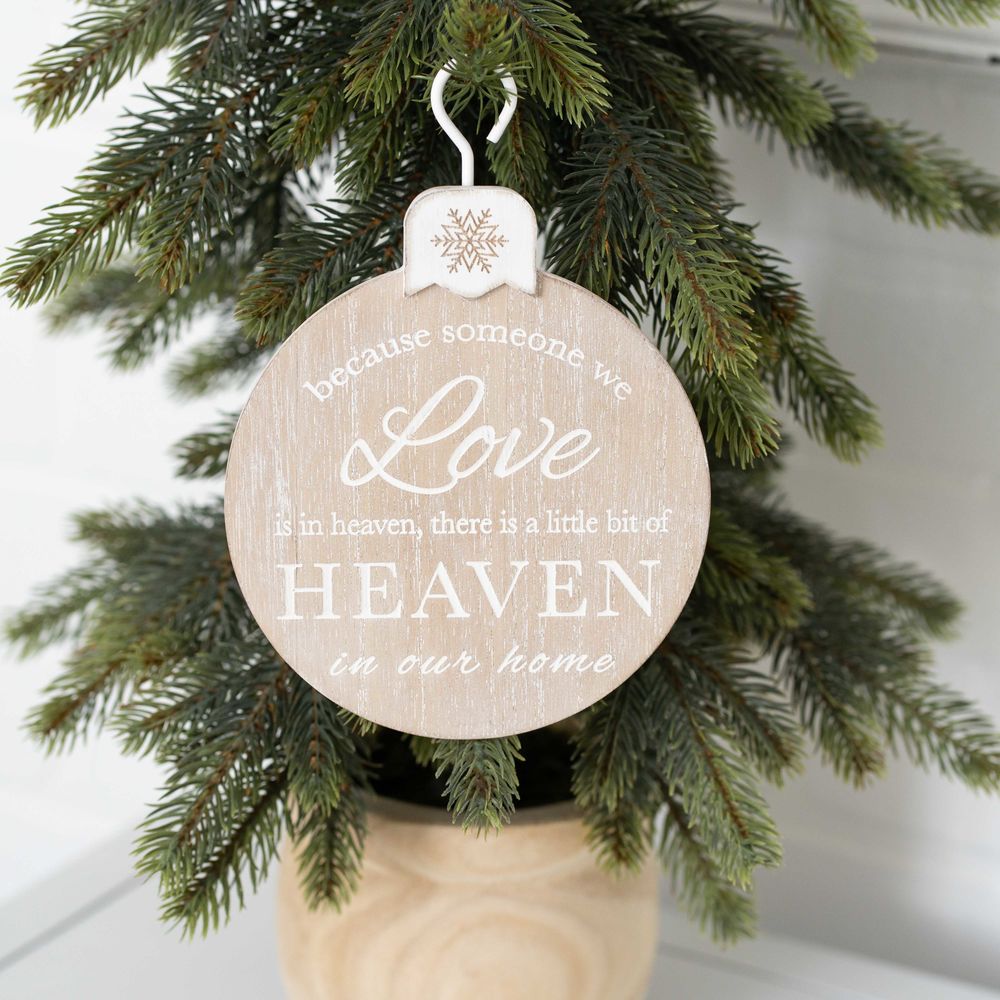 Wood Orn (Heaven) Natural/White Adams Christmas Adams & Co.   