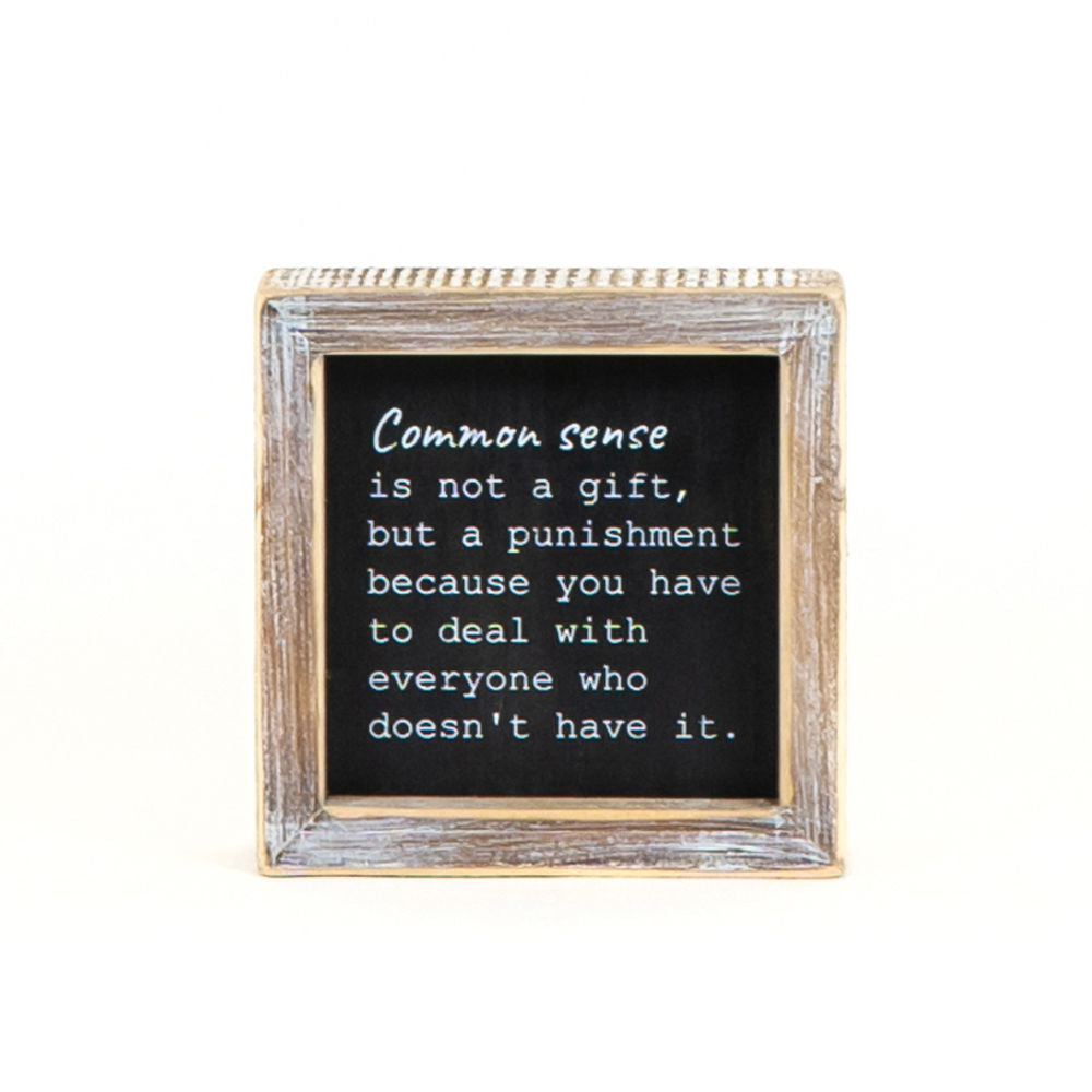 Reversible Wood Framed Sign (Common Sense/I'm Fine) Black/White Adams Everyday Adams & Co.   