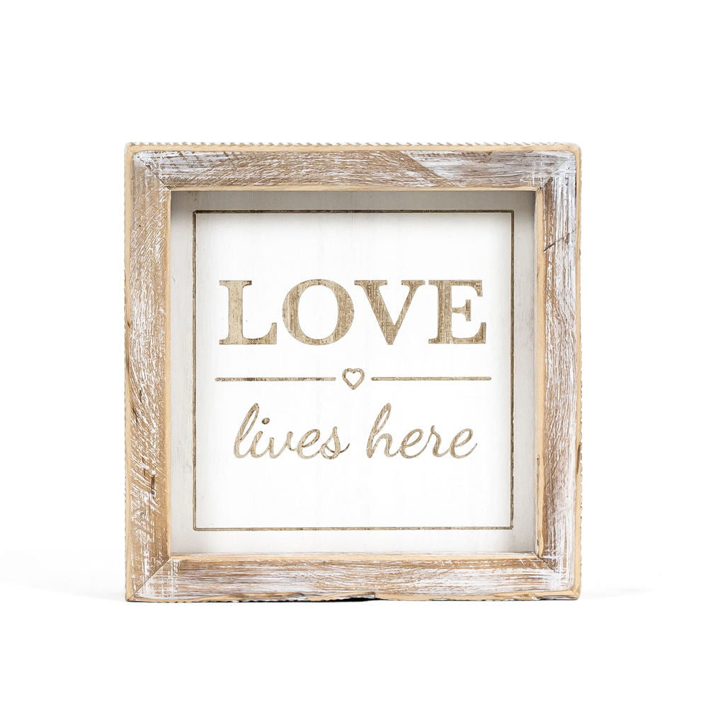 Wood Framed Sign (Love) Natural/White Adams Everyday Adams & Co.   