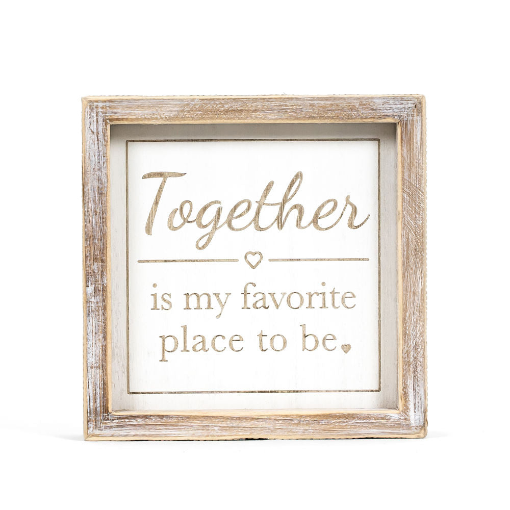 Wood Framed Sign (You & Me/Together) Natural/White Adams Everyday Adams & Co.   