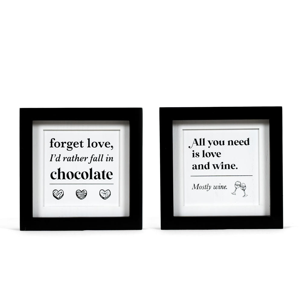 Reversible Wood Framed Sign (All You Need Is Love/Fall In Chocolate) White/Black Adams Everyday Adams & Co.   