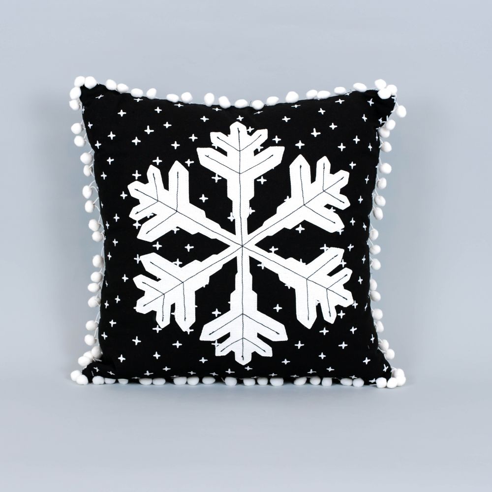 Reversible Linen Pillow (Snowflake) Black/White Adams Christmas Adams & Co.   