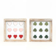 Reversible Wood Framed Sign (Hearts/Shamrocks) +  Badams   