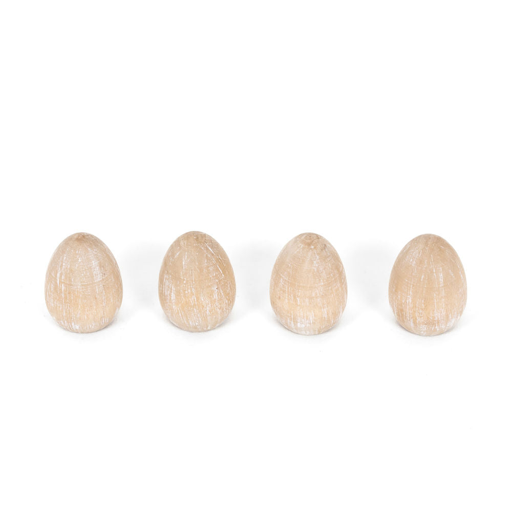 Chunky Wood Shapes Set of 4 (Eggs) Natural/White Adams Easter/Spring Adams & Co.   