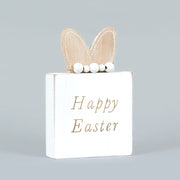 Reversible Wood Block (Happy Bunny) White/Natural Adams Easter/Spring Adams & Co.   