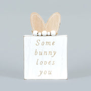 Reversible Wood Block (Happy Bunny) White/Natural Adams Easter/Spring Adams & Co.   