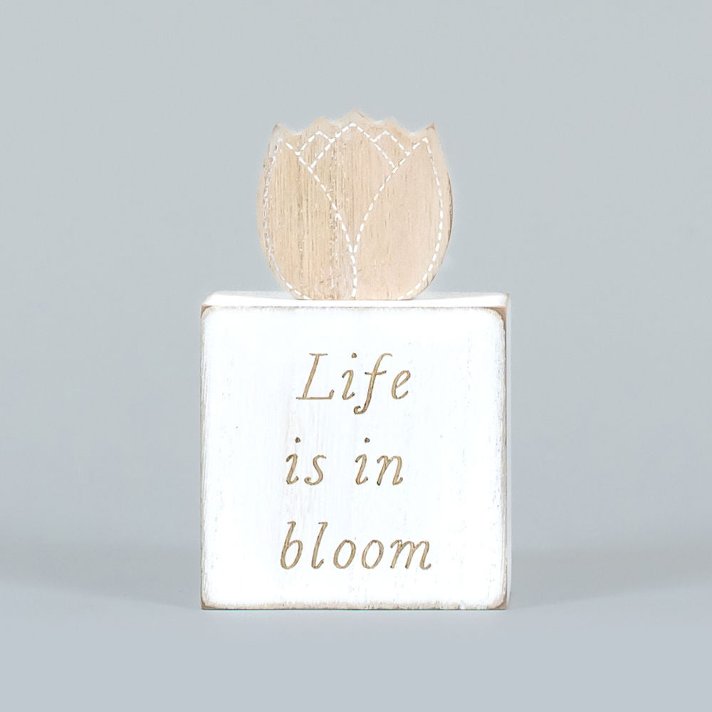 Reversible Wooden Block (Bloom Where You're Planted/Life Bloom) +  Badams   