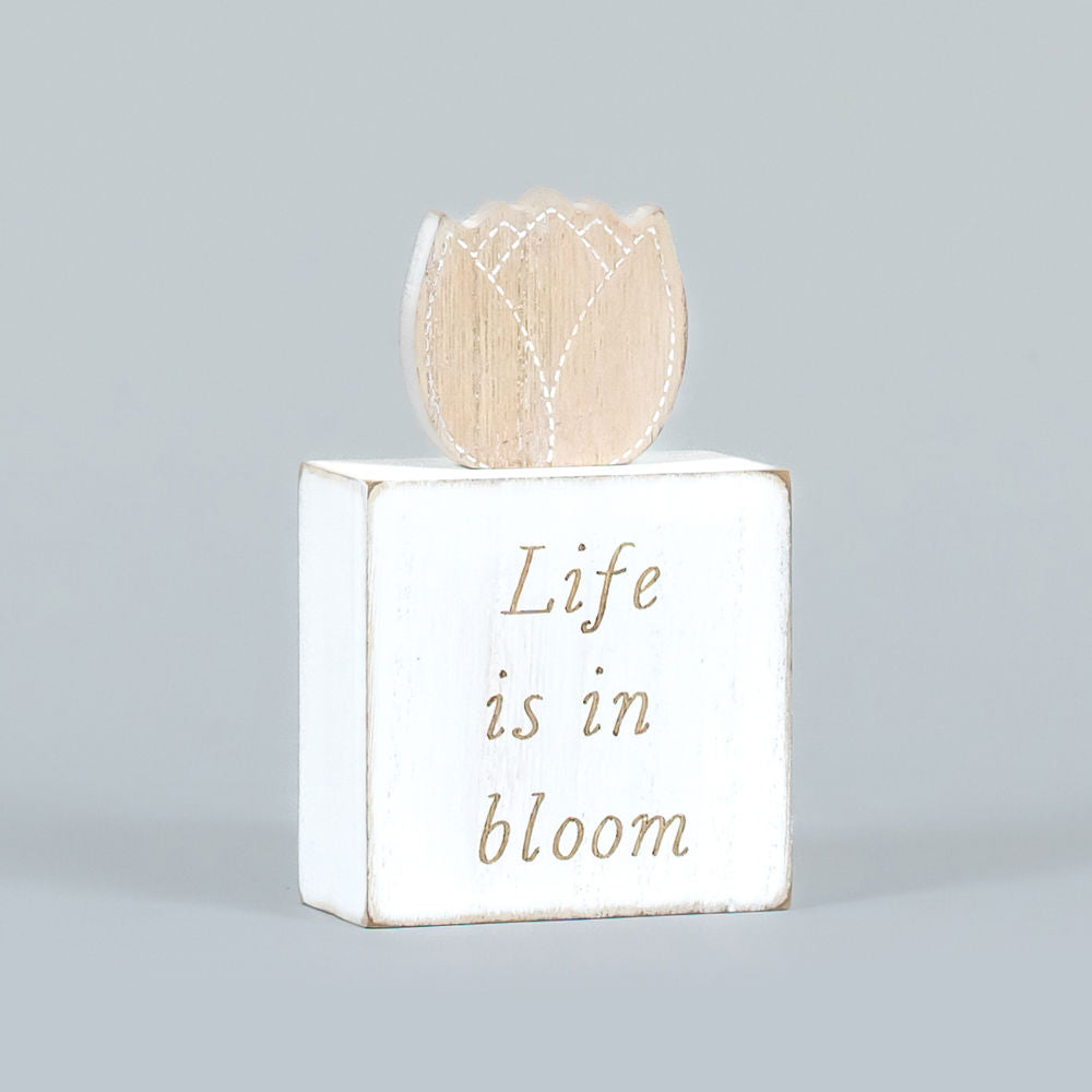 Reversible Wooden Block (Bloom Where You're Planted/Life Bloom) +  Badams   