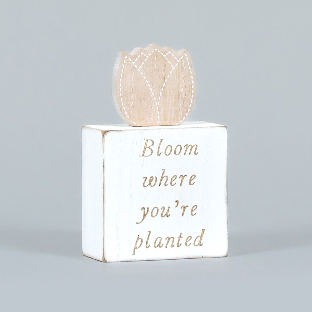 Reversible Wooden Block (Bloom Where You're Planted/Life Bloom) Adams Easter/Spring Adams & Co.   