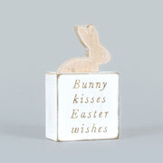 Reversible Wooden Block (Bunny Kisses/Bunny Loves) White/Natural Adams Easter/Spring Adams & Co.   