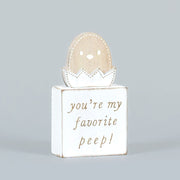 Reversible Wooden Block (Favorite Peep/Good Egg) White/Natural Adams Easter/Spring Adams & Co.   