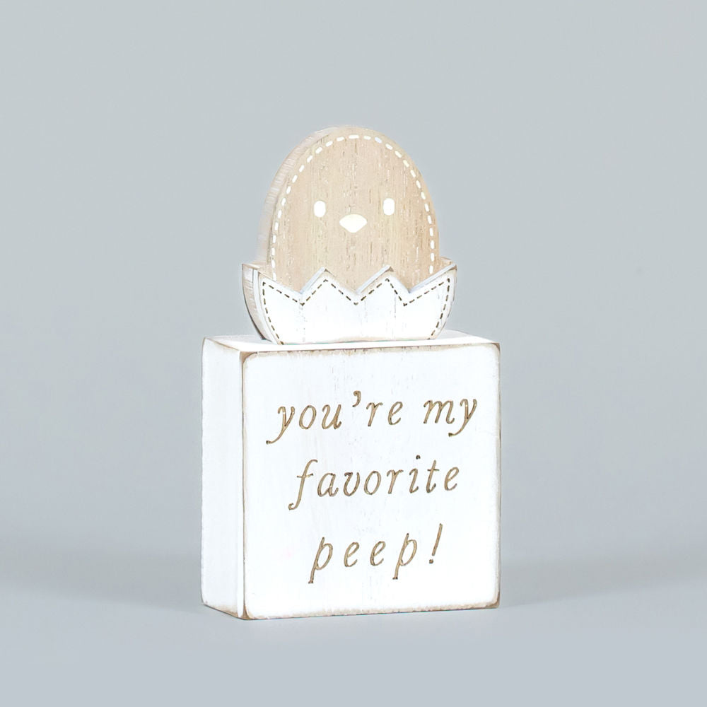 Reversible Wooden Block (Favorite Peep/Good Egg) White/Natural Adams Easter/Spring Adams & Co.   