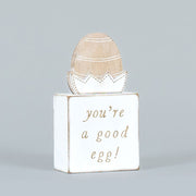 Reversible Wooden Block (Favorite Peep/Good Egg) White/Natural +  Badams   